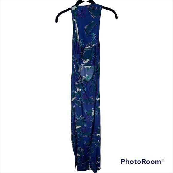 FOR LOVE & LEMONS Blue Tropical Print Racerback Open Back Maxi Dress XS - Picture 6 of 8